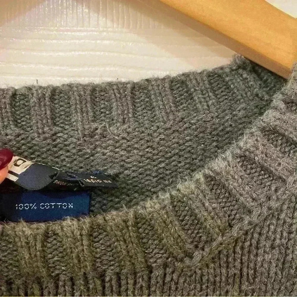 Polo Ralph Lauren 100% Cotton Dark Grey Sweater Navy Pony Size L - Picture 7 of 8